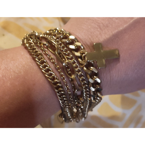 Seven Chain Cross Bracelet Religious - Picture 1 of 2